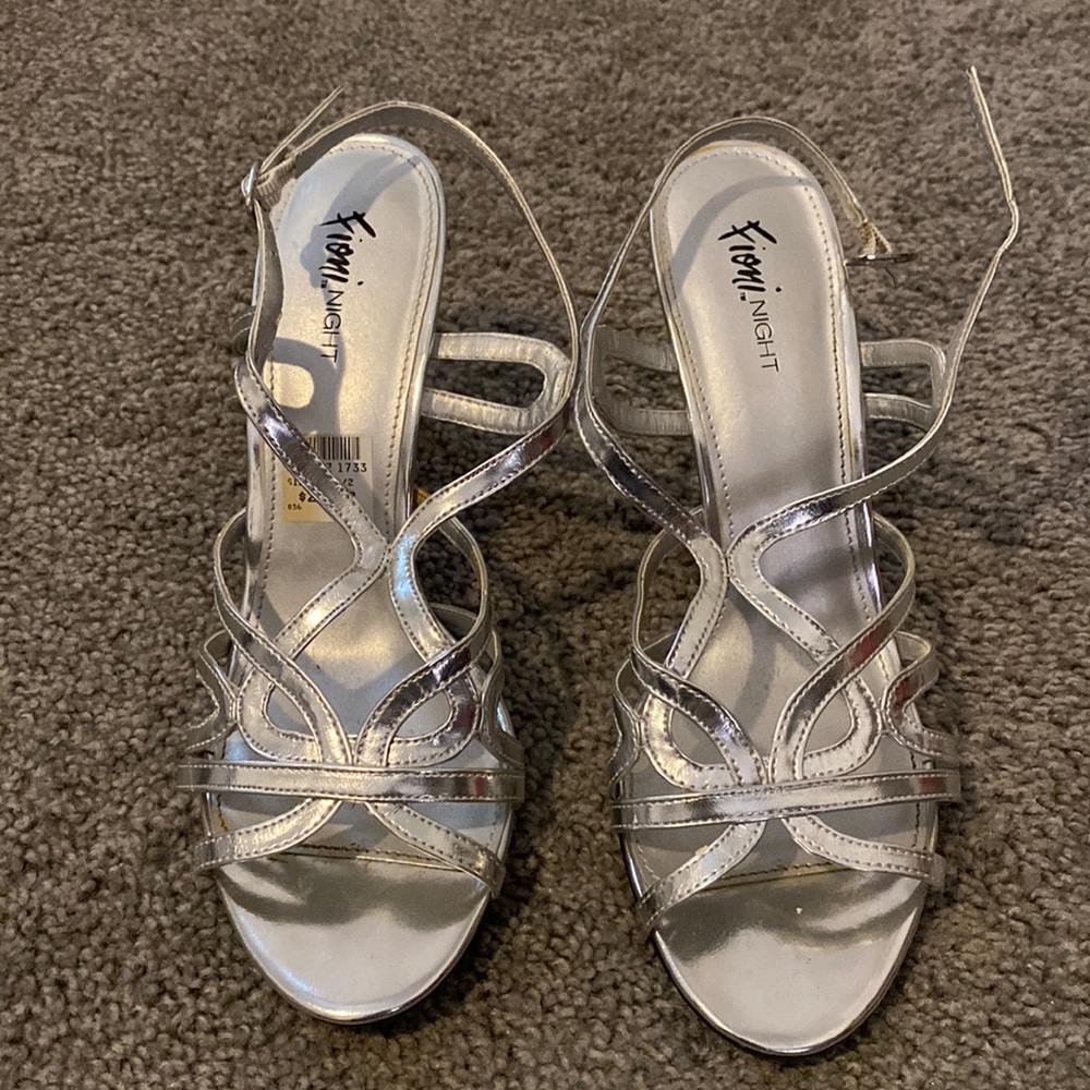 Silver strappy heels